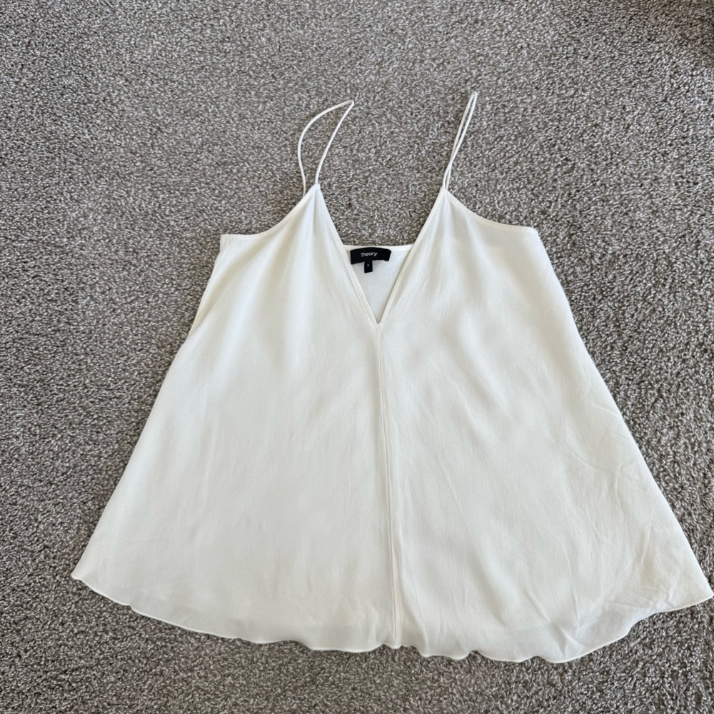 THEORY | Cream V-Neck Spaghetti StrapTop - Size Small